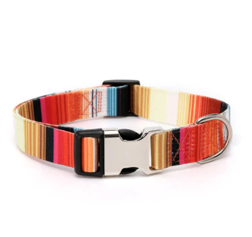 Ethnic Style Striped Dog Collar with Polyester Cotton