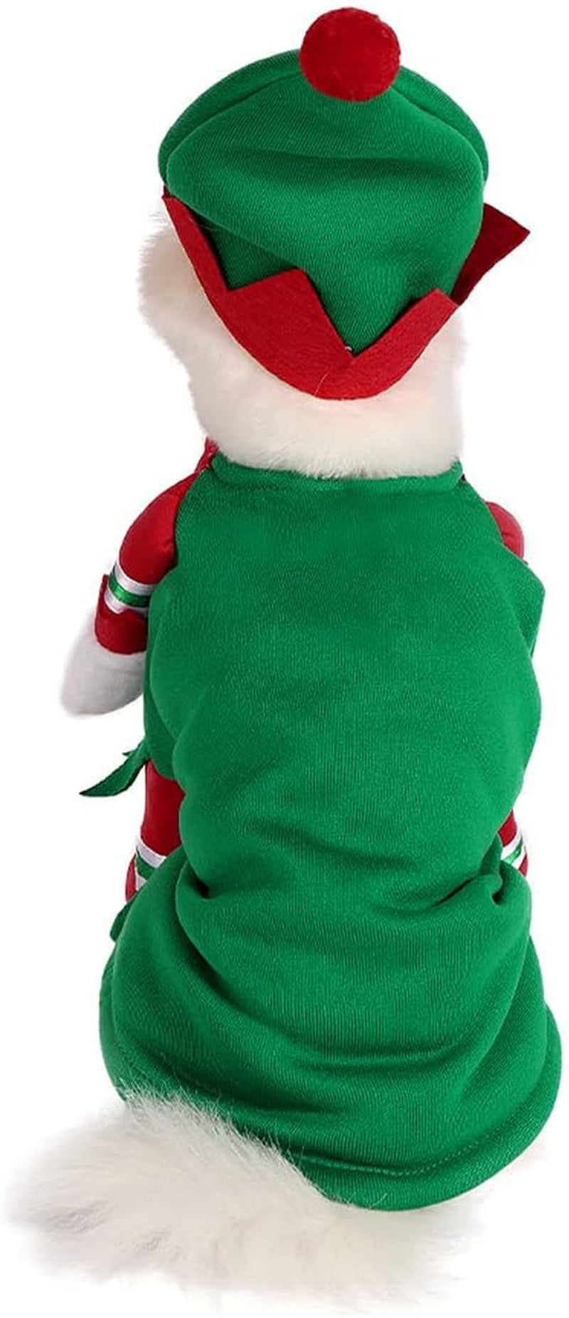 Christmas Elf Costume for Dogs and Cats with Hat - Festive Winter Fleece Apparel (Size M)