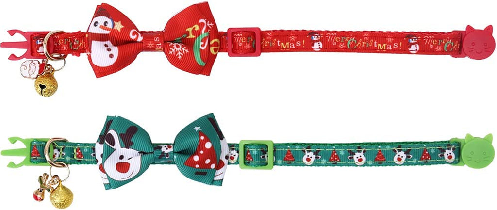 Adjustable Breakaway Christmas Cat Collar with Bow Tie and Bell for Enhanced Safety