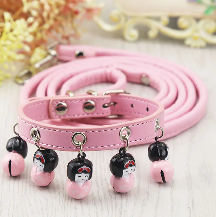 Dog and Cat Collars with Bell and Leash for Pets