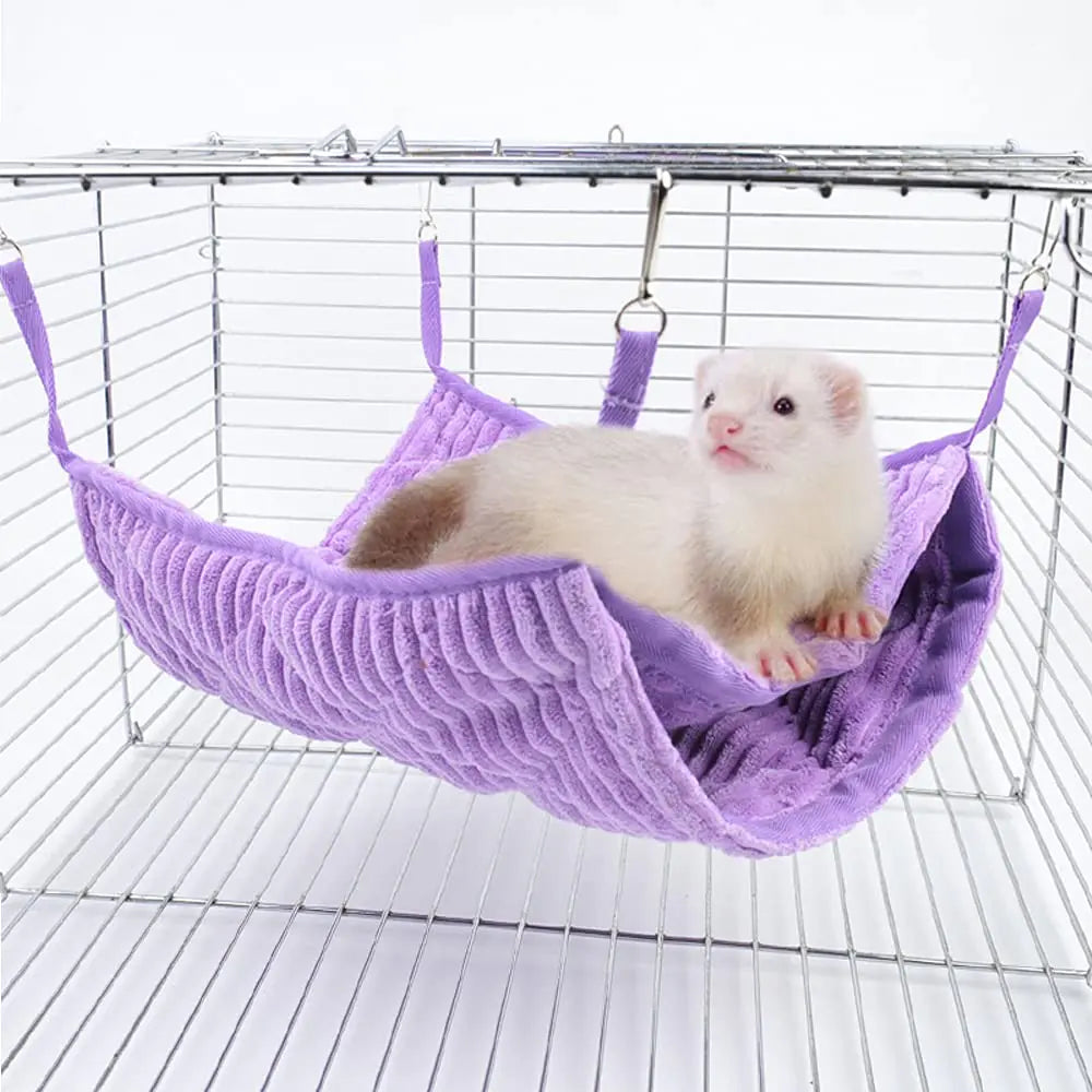 WOLEDOE Large Ferret Hammock Hanging Tunnel Bed for Cage Fit Rats Chinchilla - Purple