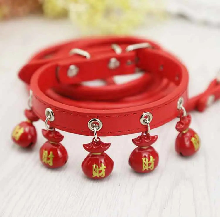 Dog and Cat Collars with Bell and Leash for Pets