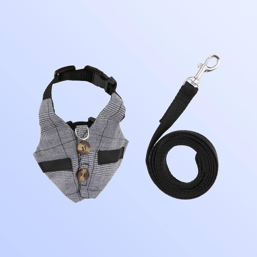 Adjustable Rabbit Vest Harness and Leash Set in Formal Suit Style for Small Animals (Size S)