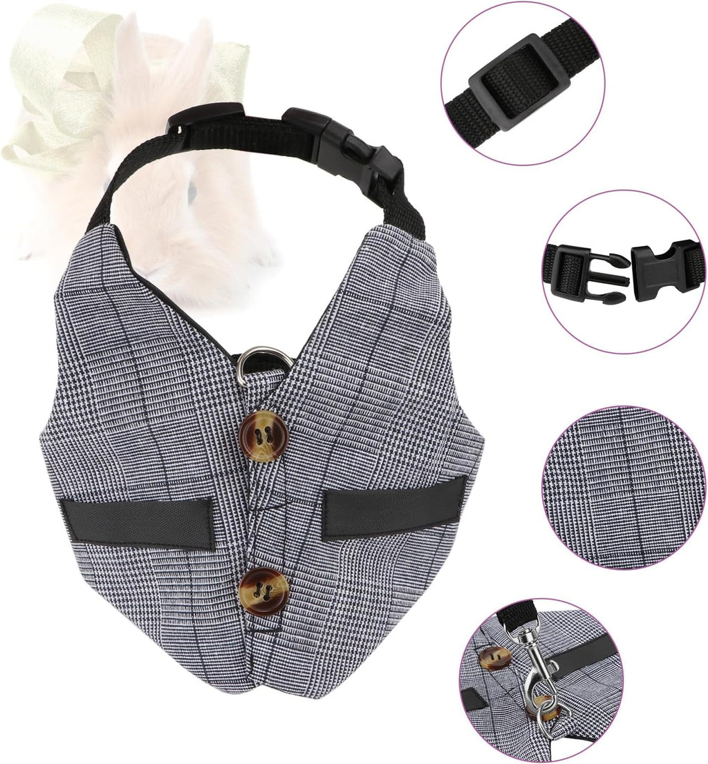 Adjustable Rabbit Vest Harness and Leash Set in Formal Suit Style for Small Animals (Size S)