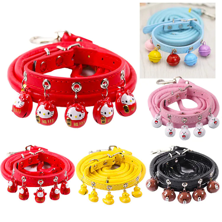 Dog and Cat Collars with Bell and Leash for Pets