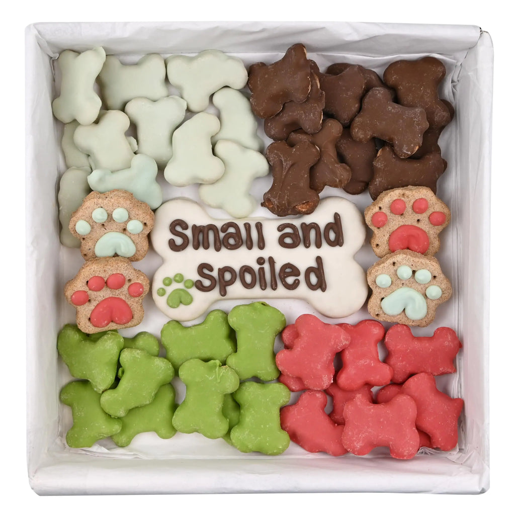 Wufers Small Dog Spoiled Dog Cookie Box | Dog Treats for Small Dogs | Handmade Hand-Decorated Dog Treats | Dog Gift Box Made with Locally Sourced Ingredients | Small Dog