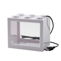 OMEM USB Mini Fish TankDesktop Micro-Landscape LED Fish TankAquarium Kit Building Blocks Superimposed Fish Tank (White)