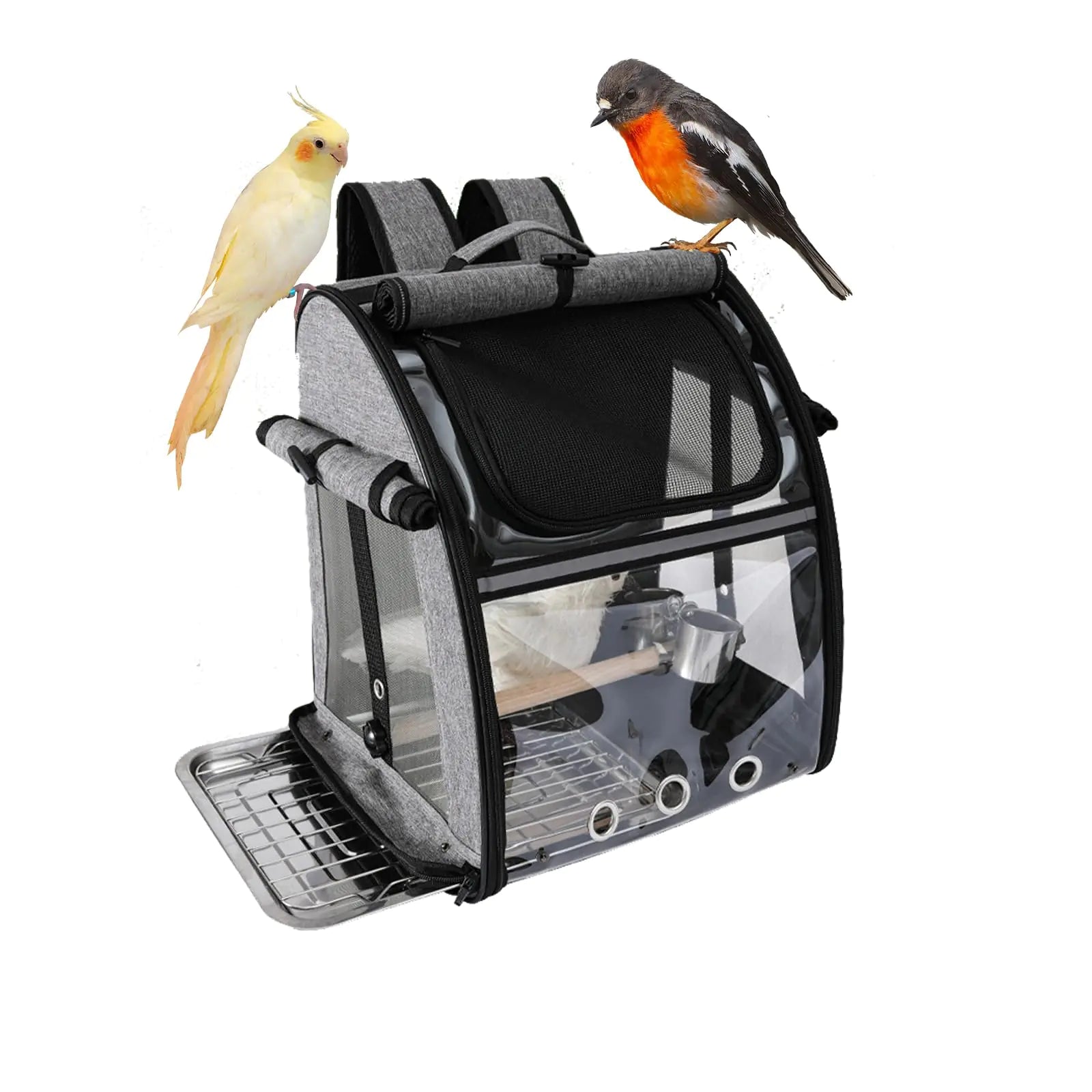 PAWFECTJEE Portable Bird Carrier Backpack - Ideal Bird Travel Carrier for Parrot Finch Sparrow - Bird Backpack with Portable Cage