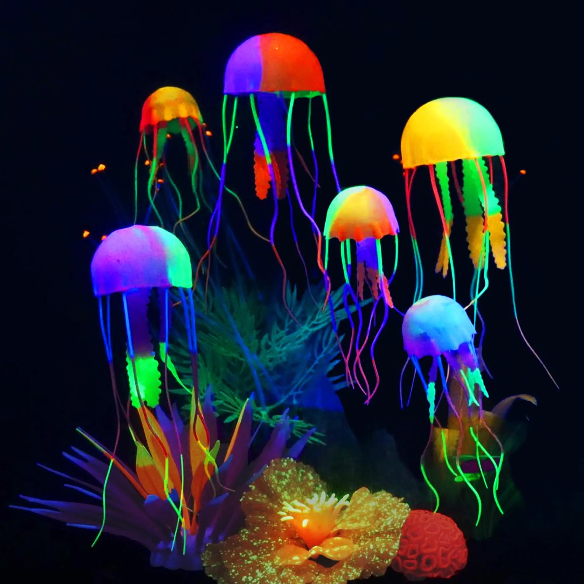 LPFLASAT Fish Tank Decorations Fish Tank Decor Jellyfish Aquarium Glowing Fish Tank Decorations Fish Tank Accessories Jellyfish Aquarium Ornament Turtle Tank Fake Fish Plants 6 Pieces for Halloween