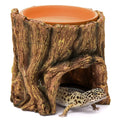 Cididu Reptile Hide Cave Resin Reptile Hideout Cave and Food Tray Reptile Shelter with Detachable Food Bowl Reptile Keeper Habitat for Amphibian Snake Lizard Leopard Gecko Crab Turtle
