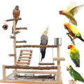 GOVNPJ Bird Playground Bird Stand with Feeder Cups Bird Play Stand Wood Parrot Playground Bird Perch Stand for Cockatiel Parakeet