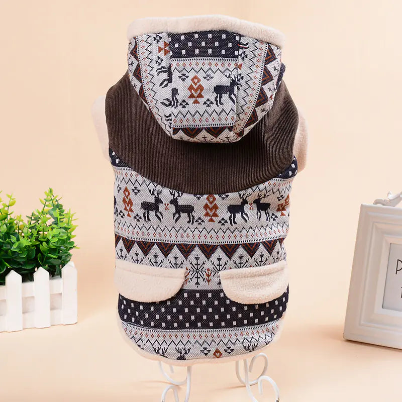 Fawn Snowflake Hooded Cotton Coat for Pets