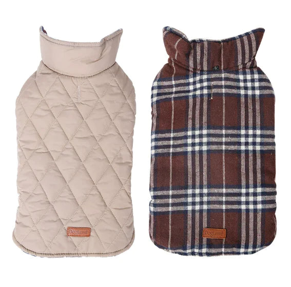 Waterproof Reversible Plaid Dog Jacket for Pets