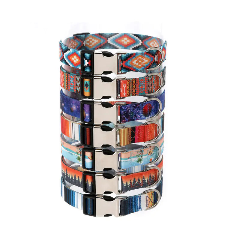 Ethnic Style Striped Dog Collar with Polyester Cotton