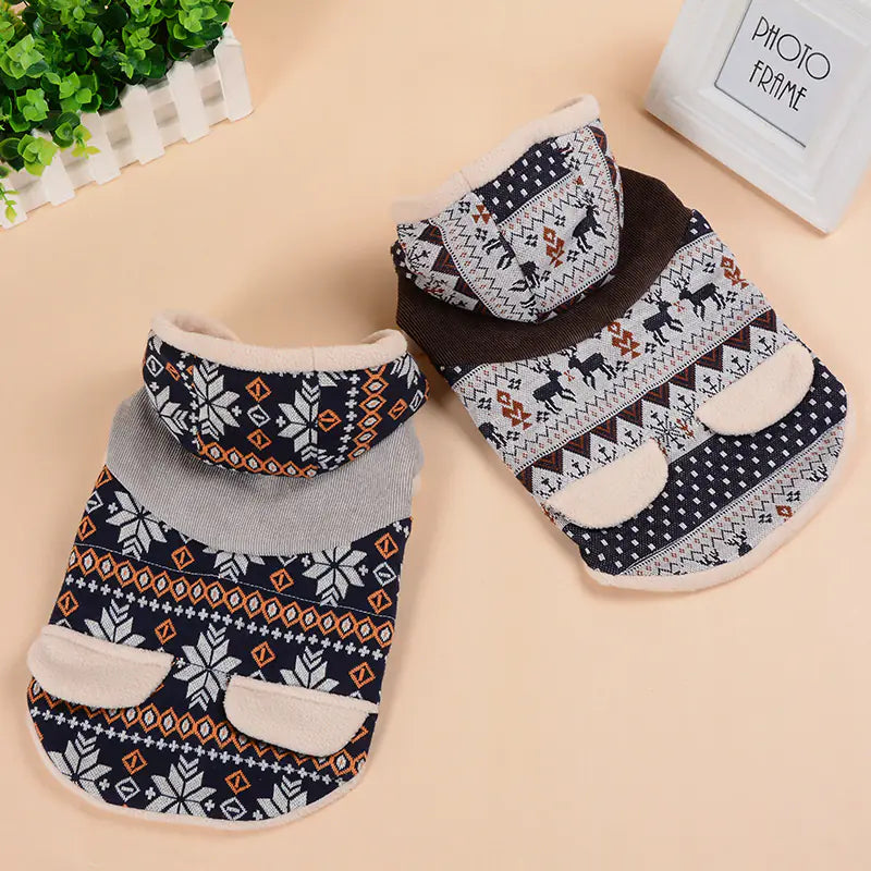 Fawn Snowflake Hooded Cotton Coat for Pets