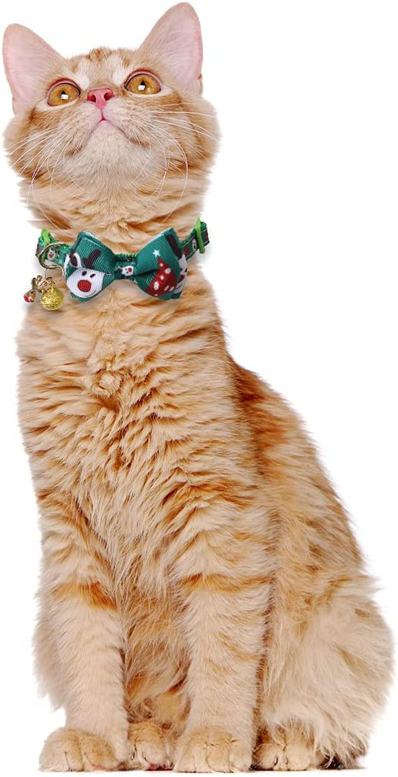Adjustable Breakaway Christmas Cat Collar with Bow Tie and Bell for Enhanced Safety