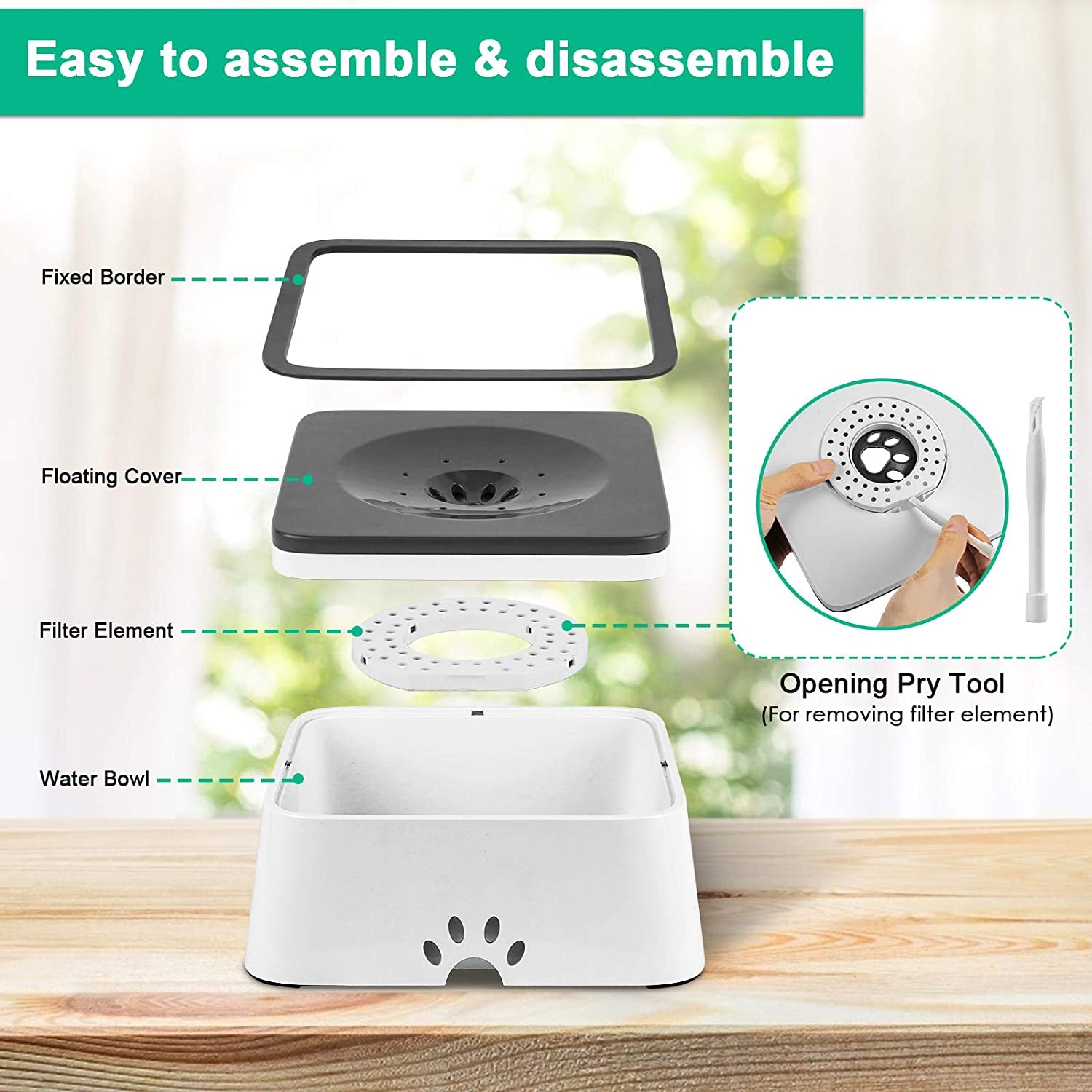 2.5L Large Capacity No-Spill Dog Water Bowl - Splash Proof Slow Feeder and Portable Travel Dispenser for Dogs, Cats, and Pets