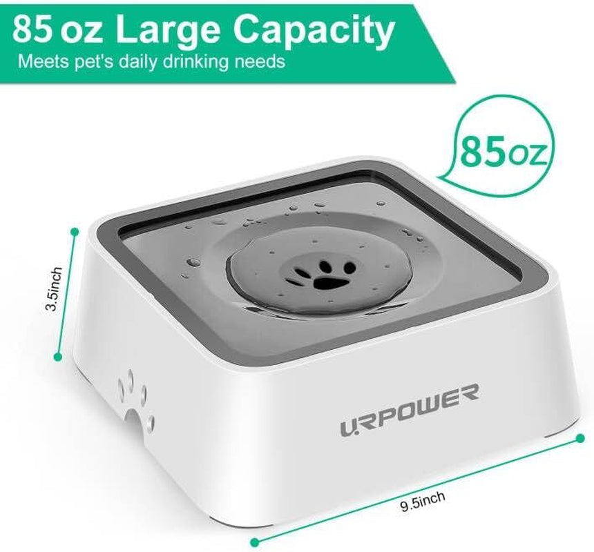 2.5L Large Capacity No-Spill Dog Water Bowl - Splash Proof Slow Feeder and Portable Travel Dispenser for Dogs, Cats, and Pets