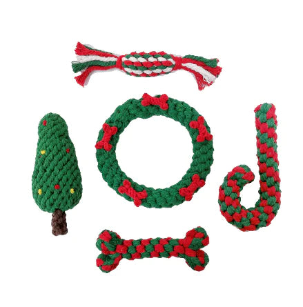 Cotton Thread Dog Toy - Christmas Tree Gift Doll