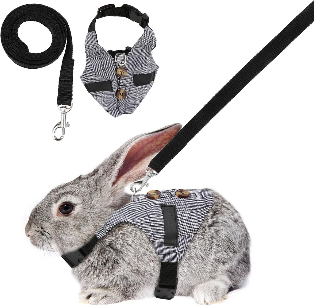Adjustable Rabbit Vest Harness and Leash Set in Formal Suit Style for Small Animals (Size S)
