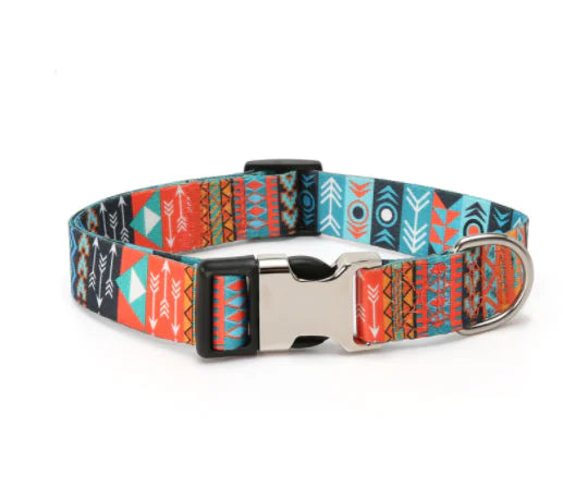 Ethnic Style Striped Dog Collar with Polyester Cotton