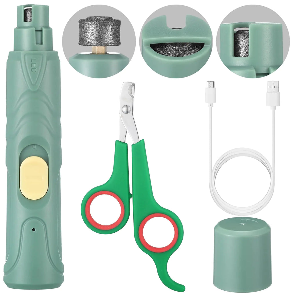 Lasnten 2 Pcs Bird Nail Grinder with Bird Nail Clipper Bird Nail Trimmer Bird Nail File with LED Lamp Grooming Tool for Bird Parrot Budgerigars Parakeets Myna Conure Finches Lovebirds (Green)