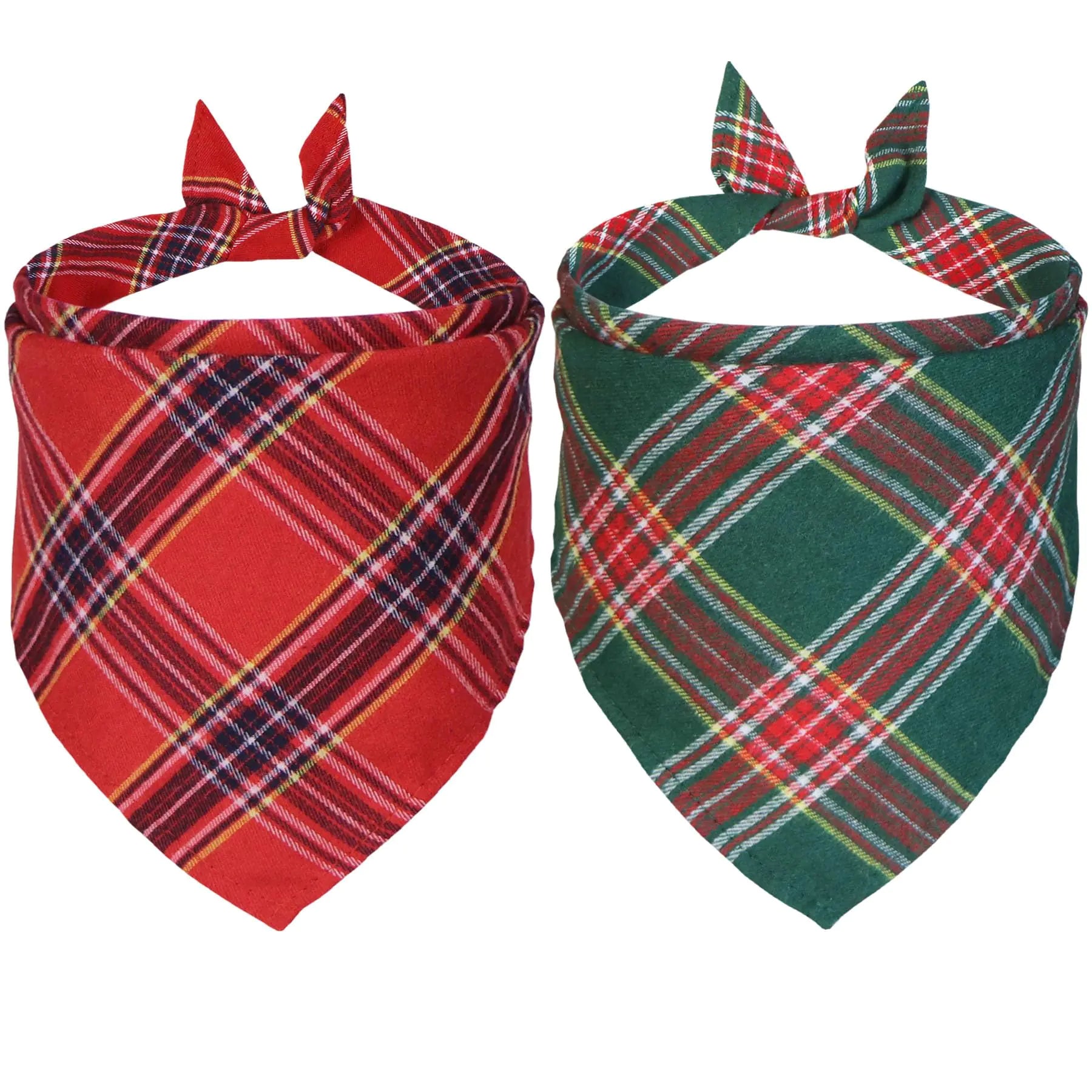 JOTFA 2 Pack Christmas Dog Bandanas Multi Sizes Plaid Dog Christmas Bandana Scarf Holiday Christmas Bandanas for Large Extra Large Dogs (Christmas-2 X-Large)
