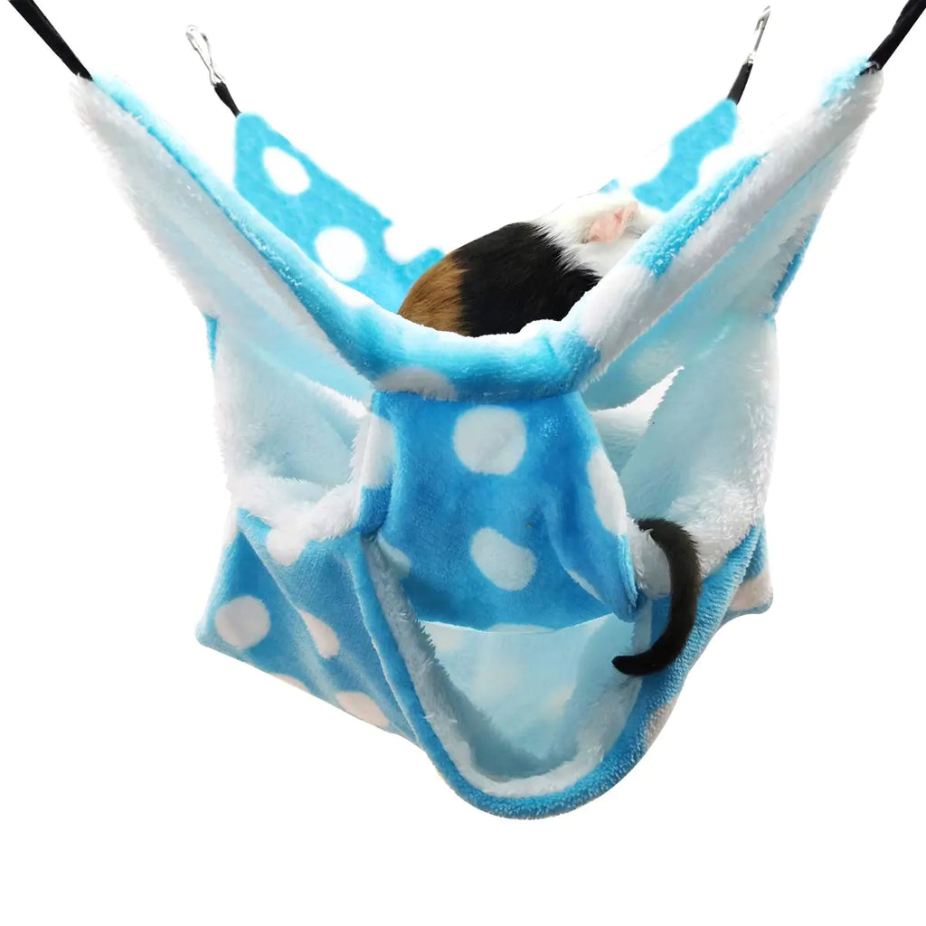 LEFTSTARER Rat Ferret Sugar Glider Cage Hammock Bedding Small Pet Cage Accessories Toy Triple-Layer Hammock Bedding for Hamster Guinea Pig Sugar Glider Rat Ferret Chinchilla Playing Sleeping (Blue)